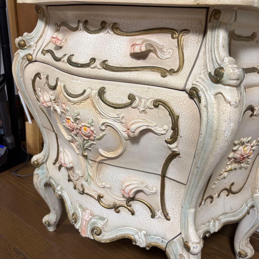 ロココ調　アンティーク　バロックスタイル 3段引出しチェスト　猫脚