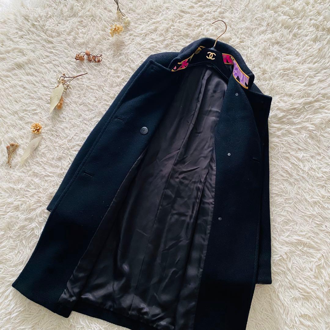 高級 カシミヤブレンド LEONARD トリム ダブル ロングコート 日本製 9