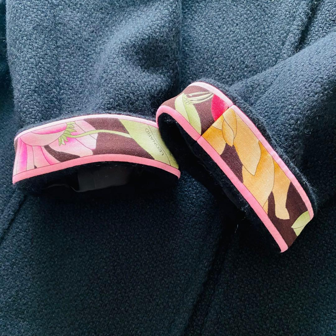 高級 カシミヤブレンド LEONARD トリム ダブル ロングコート 日本製 9