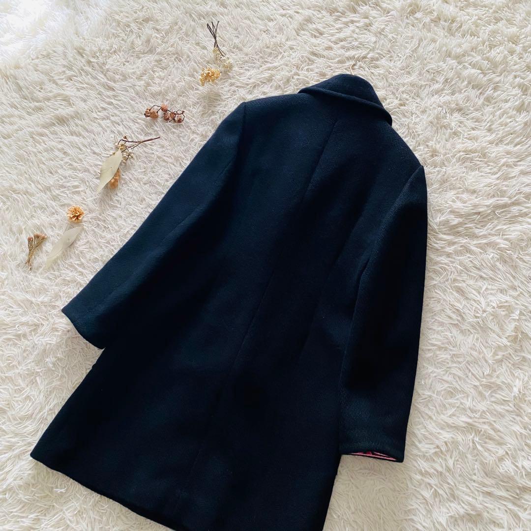 高級 カシミヤブレンド LEONARD トリム ダブル ロングコート 日本製 9