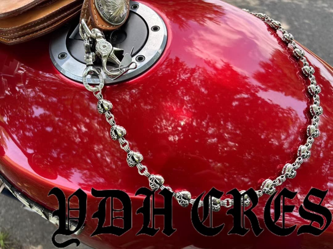 バイカー必須　ウォレット用ハート型　シルバーチェーン　TYPE3　QBKB004