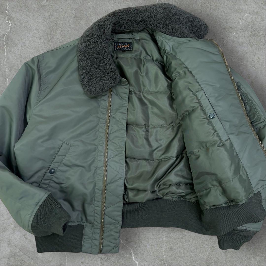 BEAMS PLUS B-15フライトジャケット ボア MA-1 セージ M