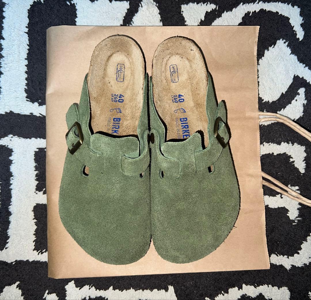 靴 BIRKENSTOCK BOSTON OLIVE GREEN 40 26cm
