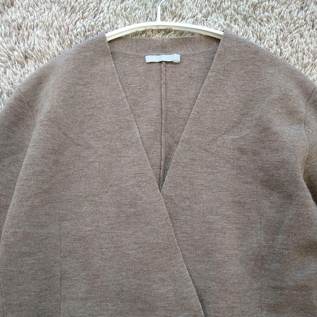 セオリーリュクス ノーカラー ニットダブルジャケット カーディガン ウール混