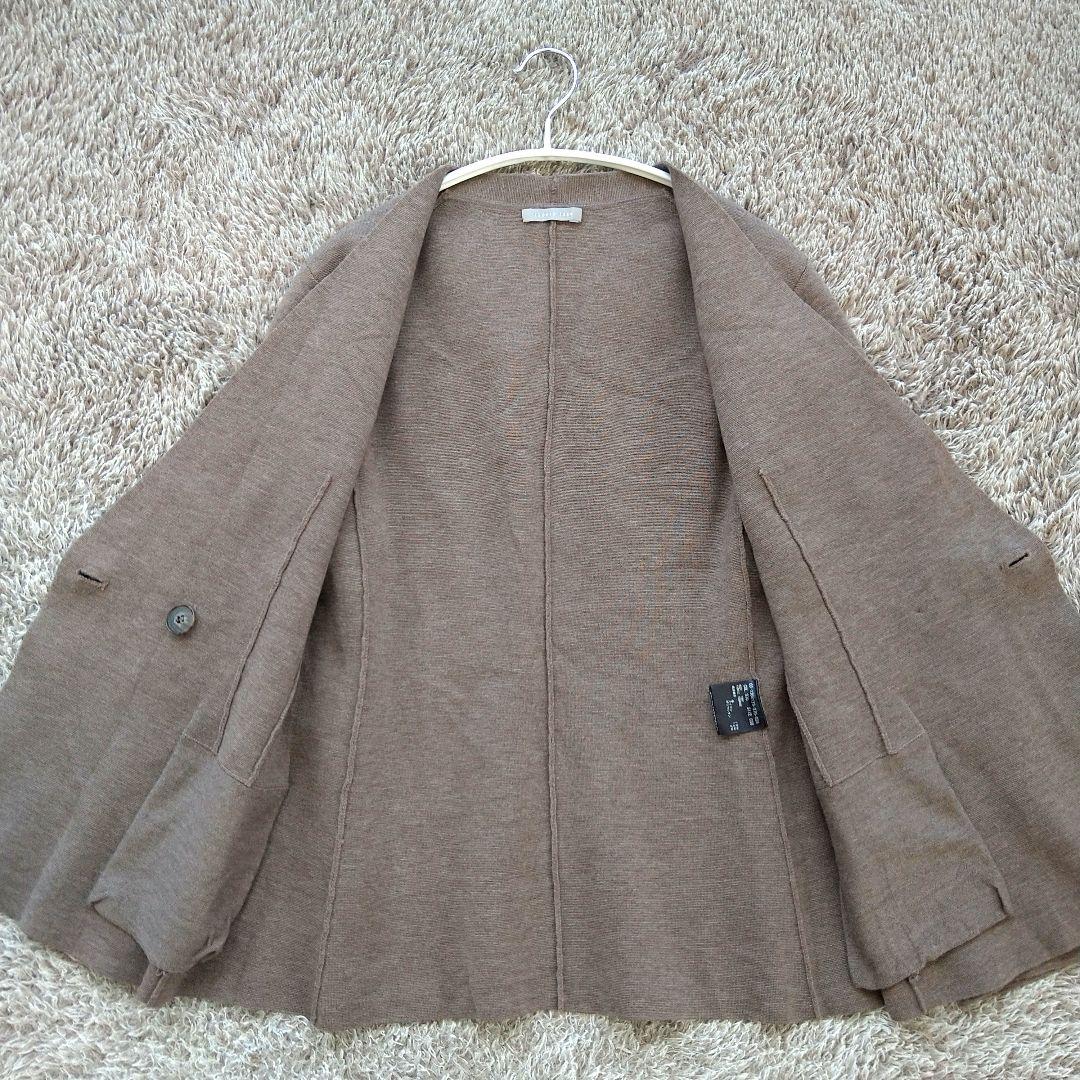 セオリーリュクス ノーカラー ニットダブルジャケット カーディガン ウール混