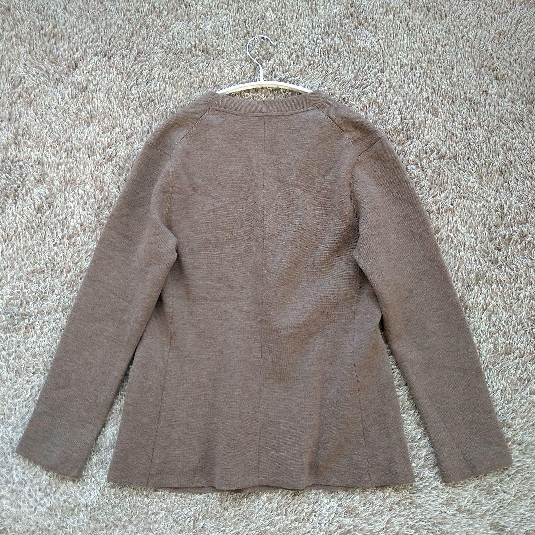 セオリーリュクス ノーカラー ニットダブルジャケット カーディガン ウール混