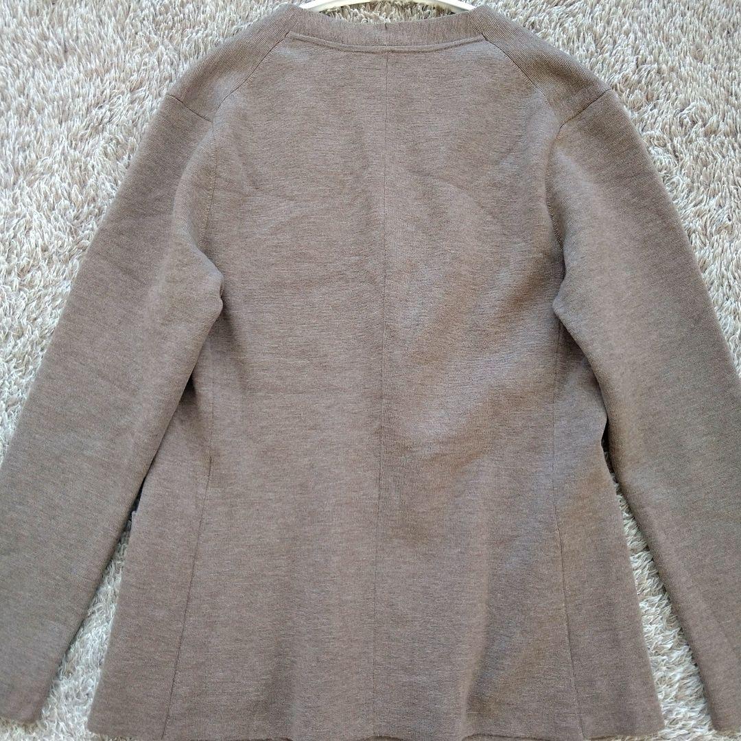 セオリーリュクス ノーカラー ニットダブルジャケット カーディガン ウール混