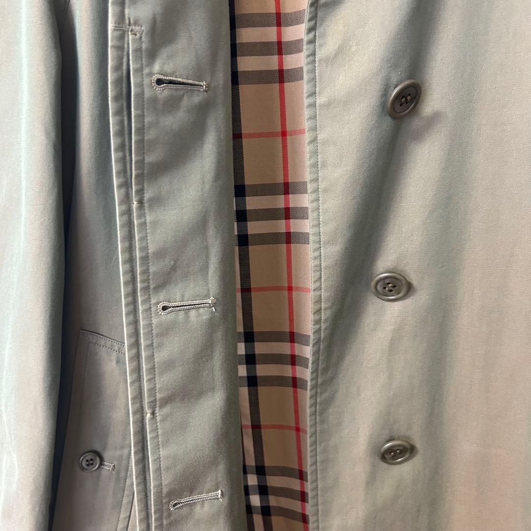【Burberrys】玉虫色 カーキ ステンカラーコート ノバチェック SS