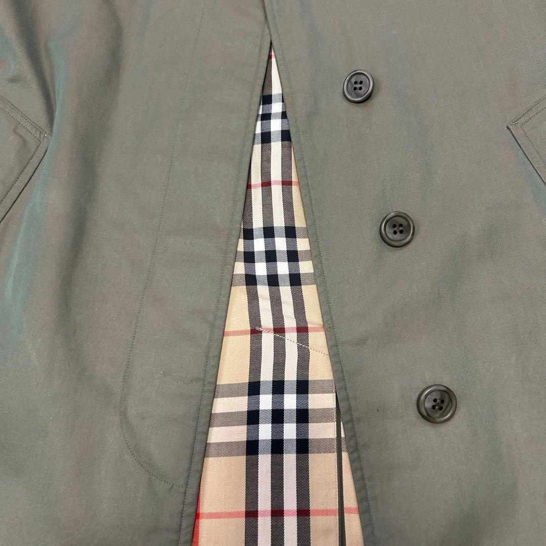 【Burberrys】玉虫色 カーキ ステンカラーコート ノバチェック SS