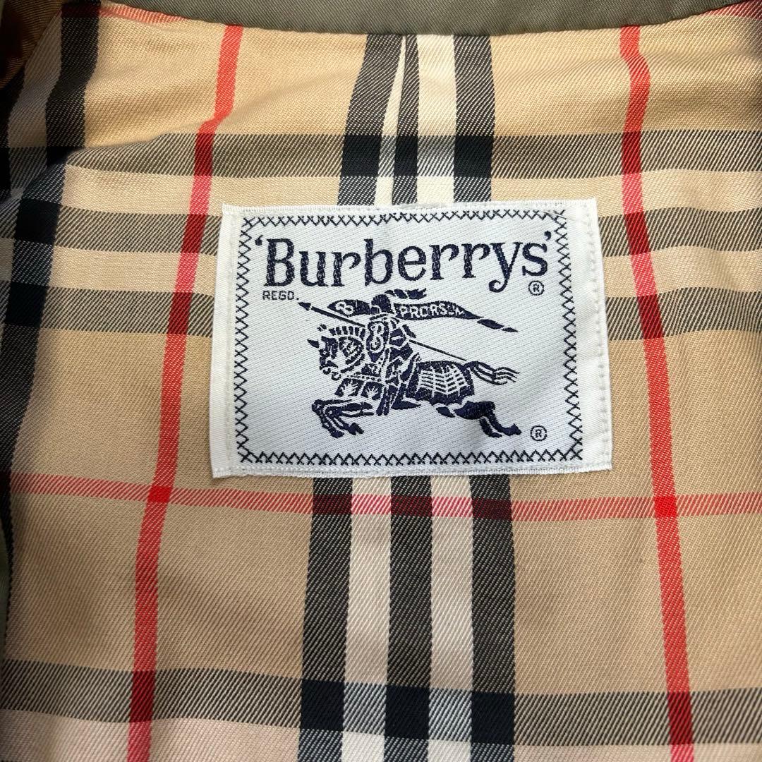 【Burberrys】玉虫色 カーキ ステンカラーコート ノバチェック SS