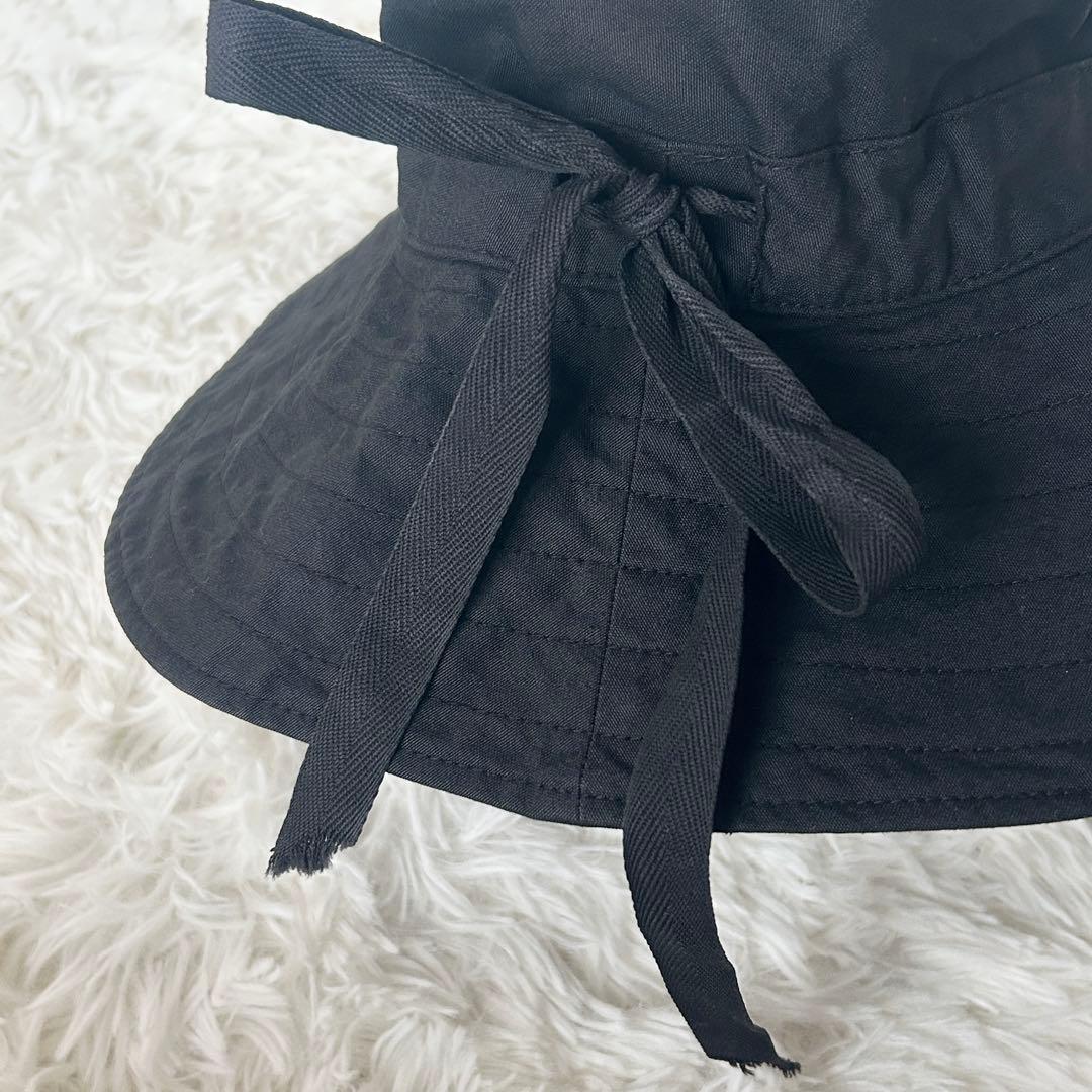 ヘレンカミンスキー つば広 りぼん コットンハット 帽子 黒