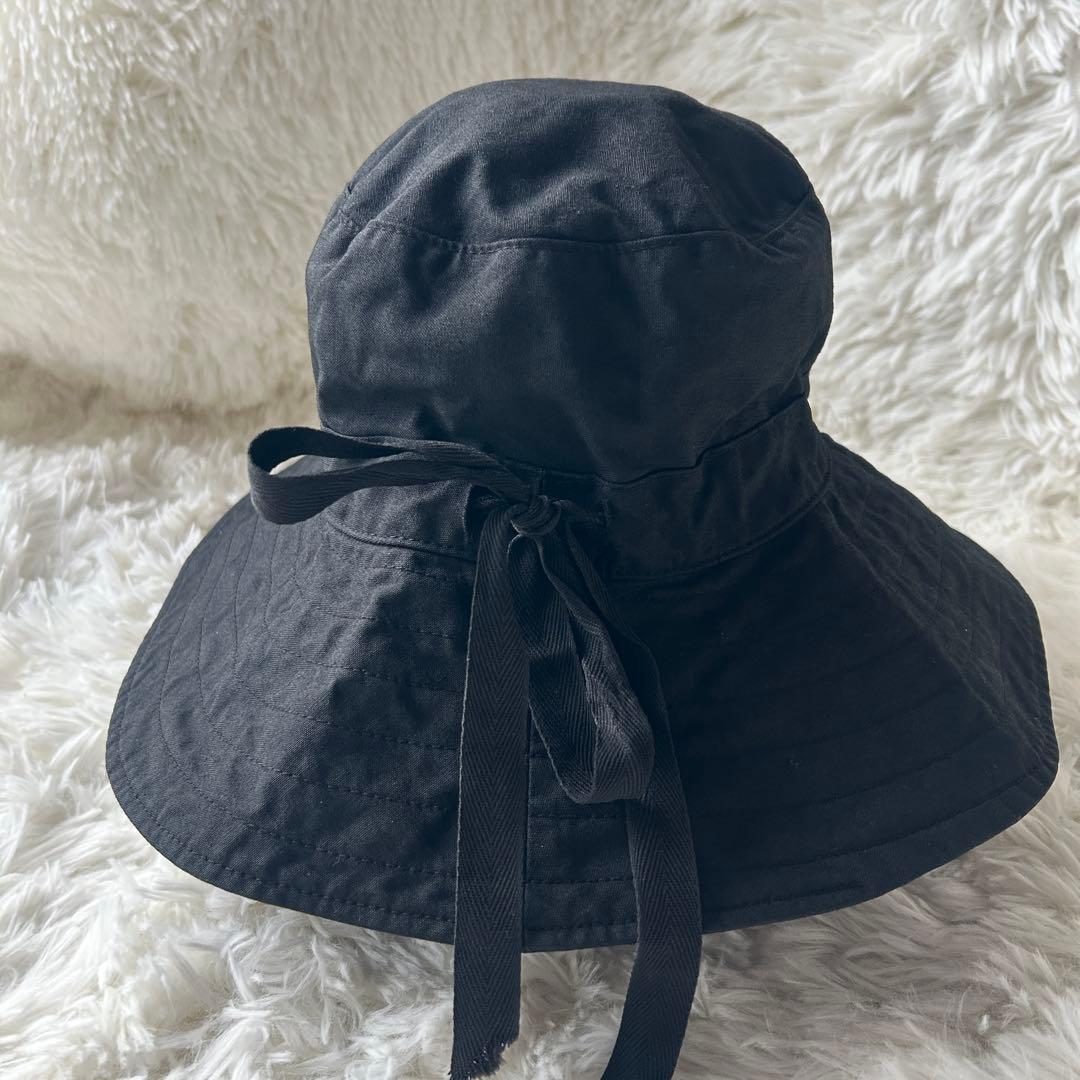 ヘレンカミンスキー つば広 りぼん コットンハット 帽子 黒