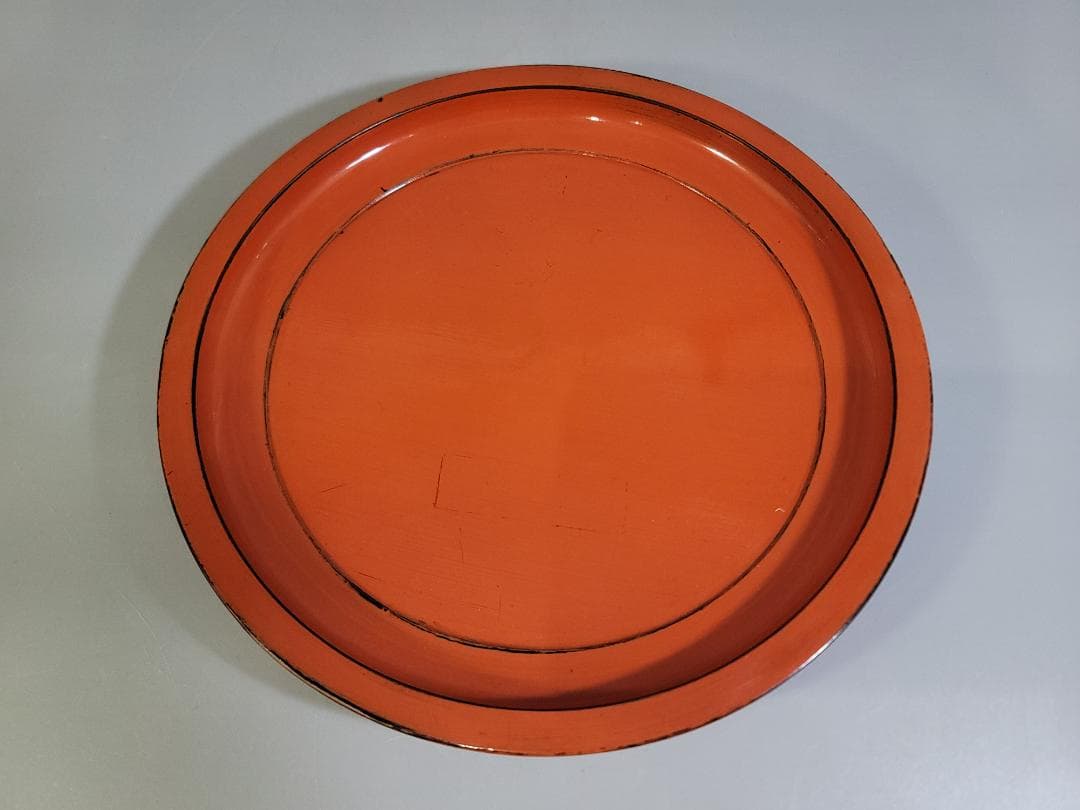 根来塗 丸盆 時代物 古美術 DT242