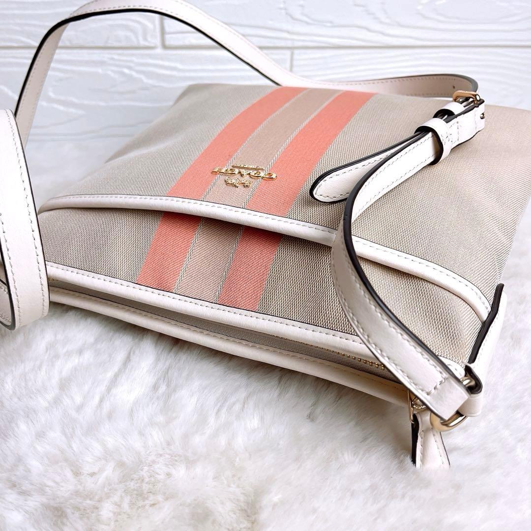 極美品☆COACHコーチ ショルダーバッグ キャンバス 軽量 ベージュ