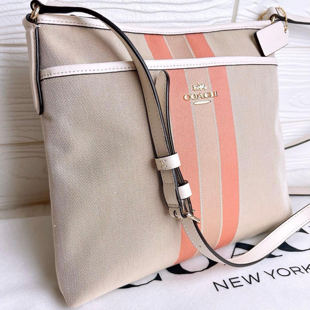 極美品☆COACHコーチ ショルダーバッグ キャンバス 軽量 ベージュ
