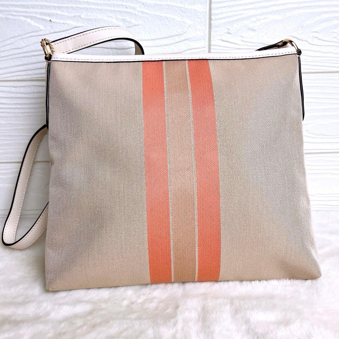 極美品☆COACHコーチ ショルダーバッグ キャンバス 軽量 ベージュ