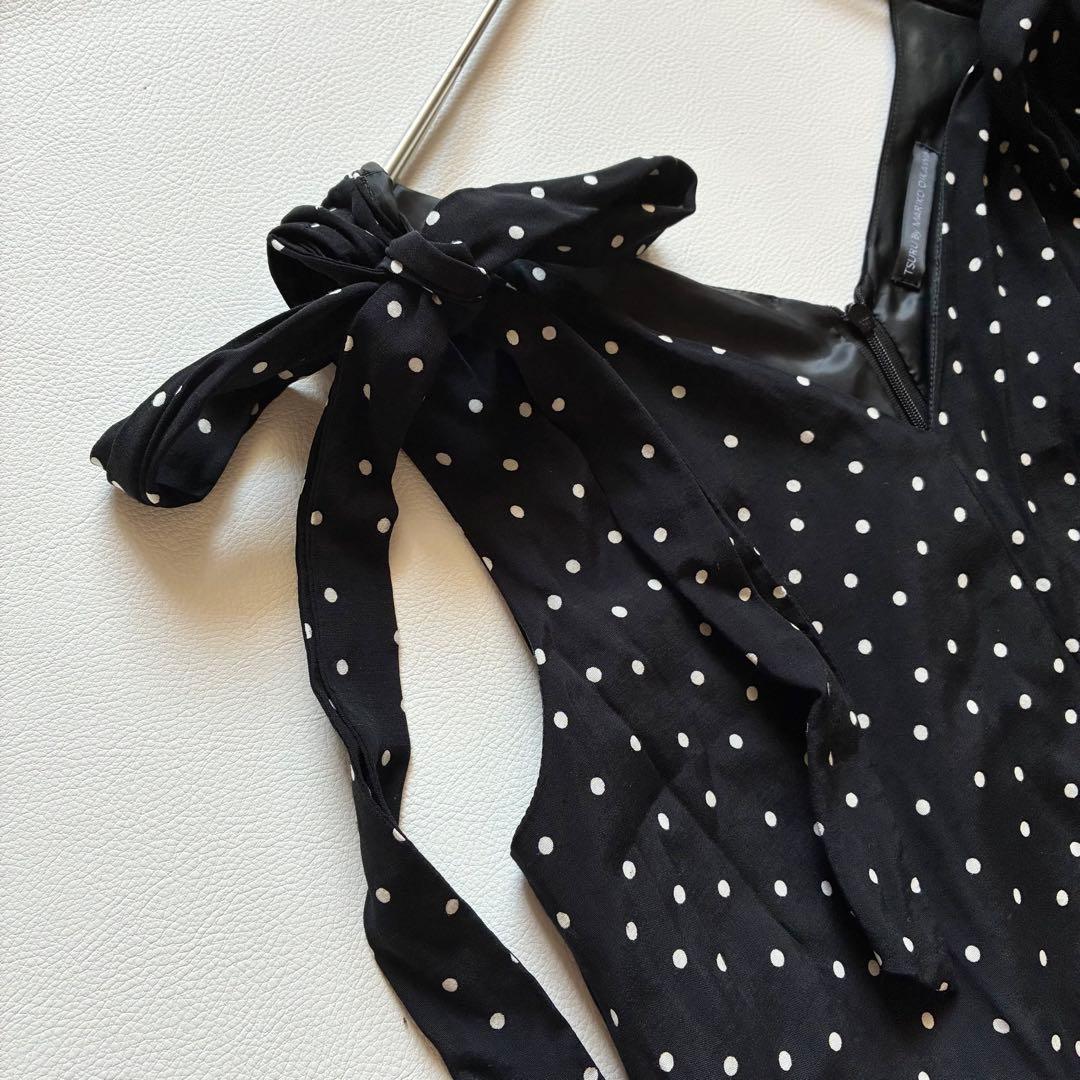 ツルバイマリコオイカワ　Papillion　オールインワン　肩リボン付き　水玉