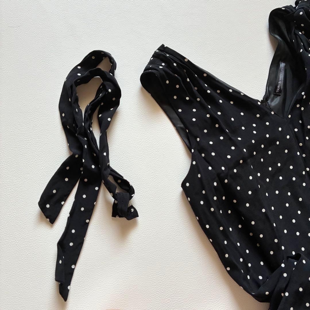 ツルバイマリコオイカワ　Papillion　オールインワン　肩リボン付き　水玉