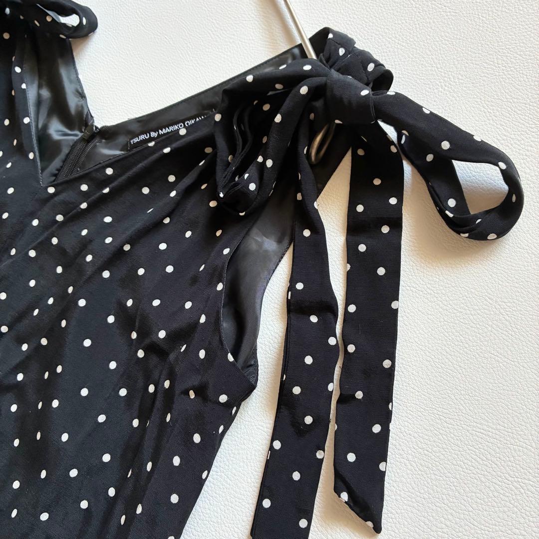 ツルバイマリコオイカワ　Papillion　オールインワン　肩リボン付き　水玉