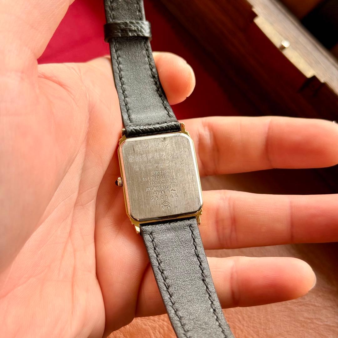 ヴィンテージ SEIKO 7731 砂子文字盤 タンク腕時計 1989年