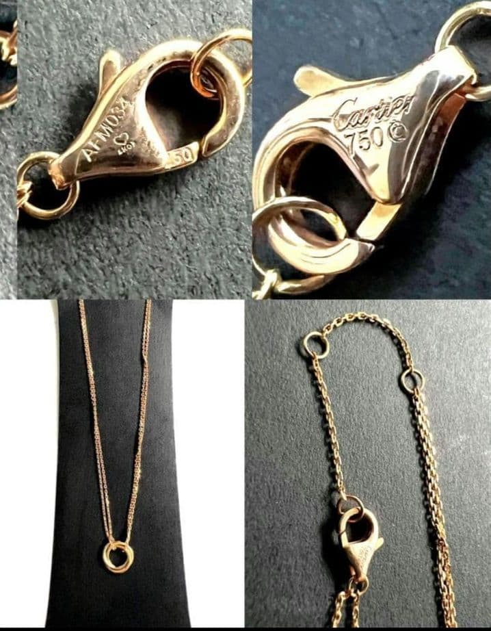 国内正規　カルティエ　K18　3カラー　トリニティ ネックレス　ダブル