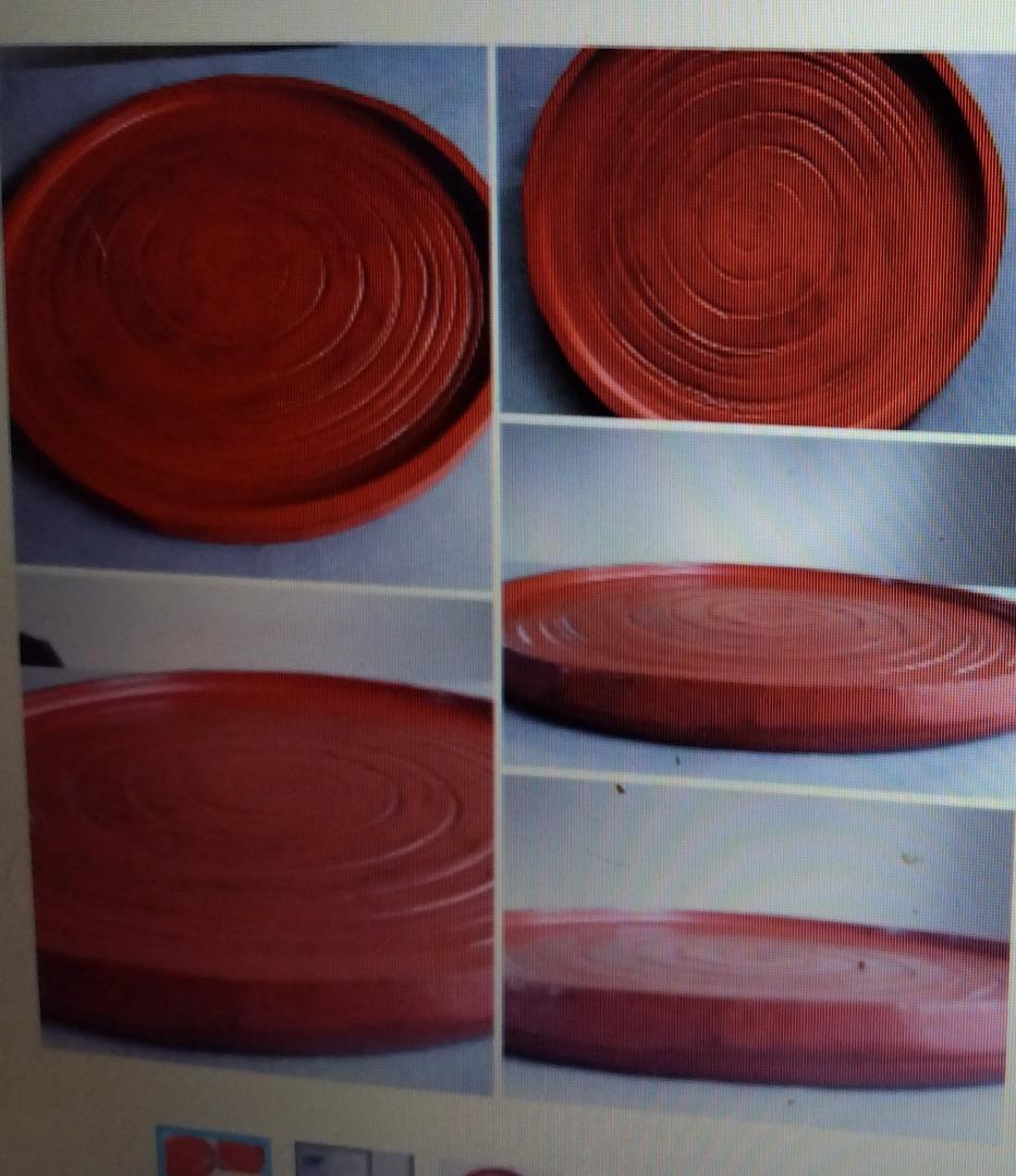 【めいサイト】信楽焼粉引大皿および越前漆器山岸厚夫粗挽き根来塗大丸盆