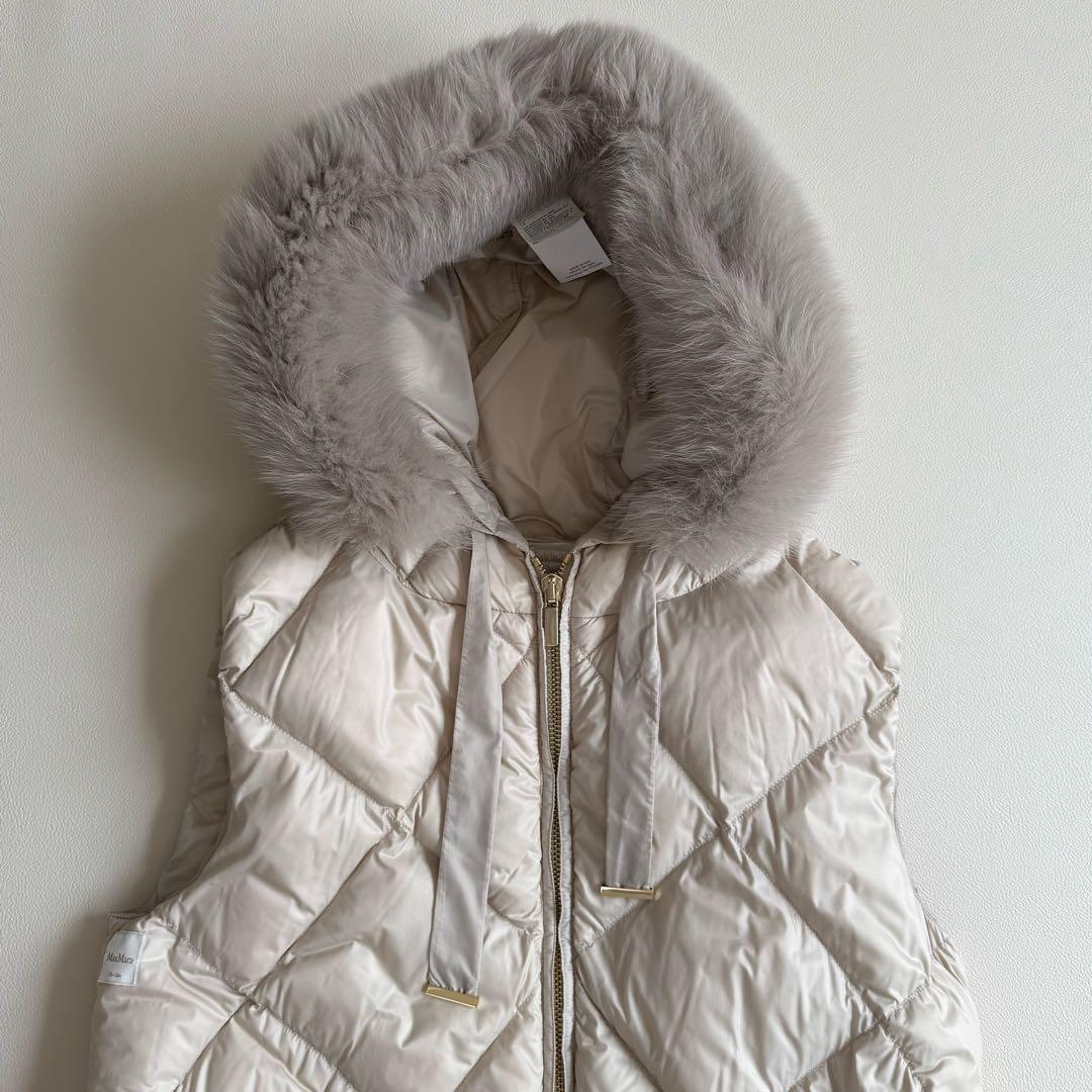 MaxMara The Cube ダウンベスト　フォックスファー　アイボリー