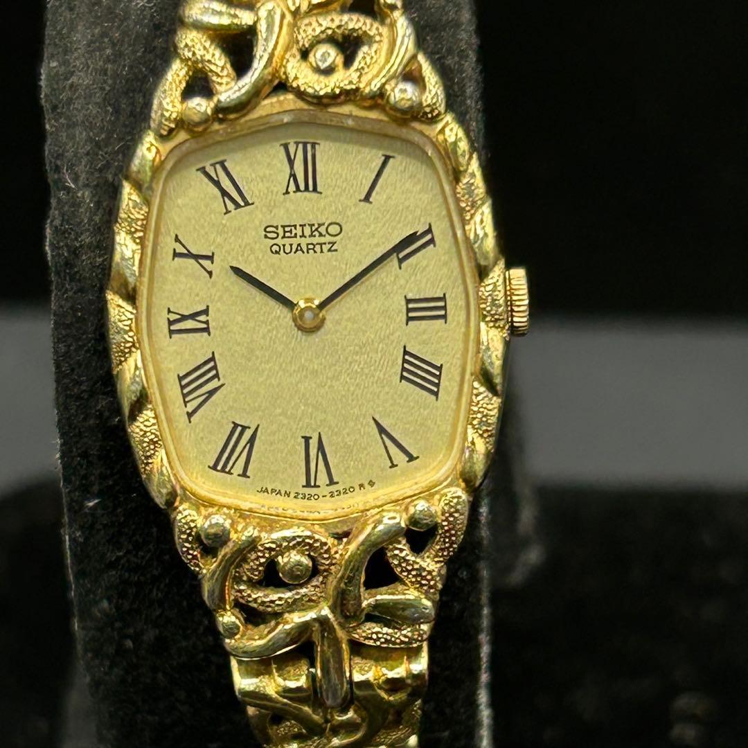 セイコー SEIKO クォーツ 腕時計 レディース 18mm 金色 ローマン