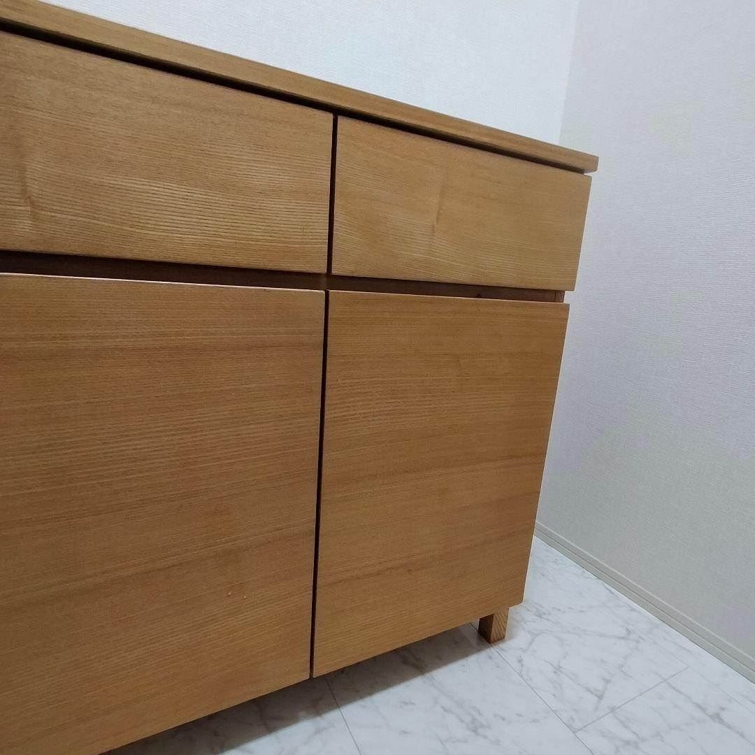 【お値下】無印 タモ材 キャビネット 脚付き