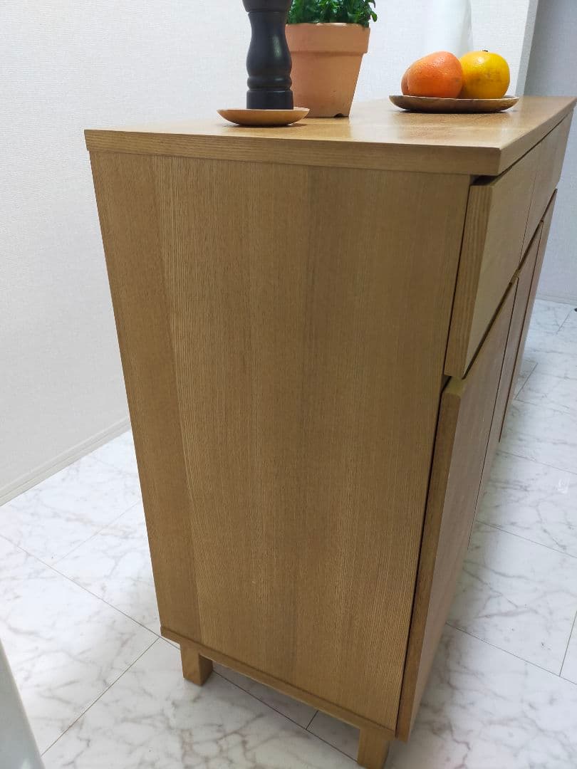 【お値下】無印 タモ材 キャビネット 脚付き