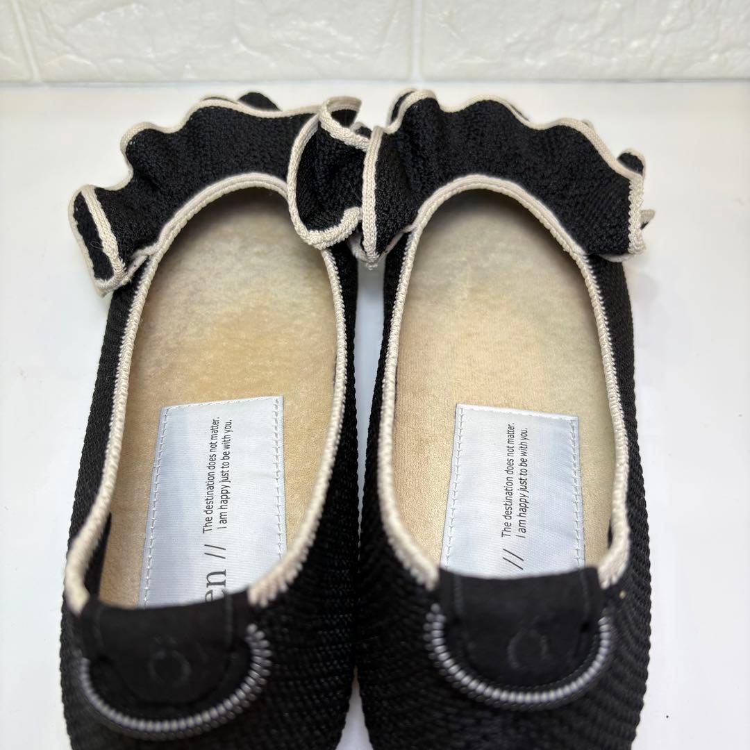 (極美品) Offen フリル付きフラットシューズ 25.5cm