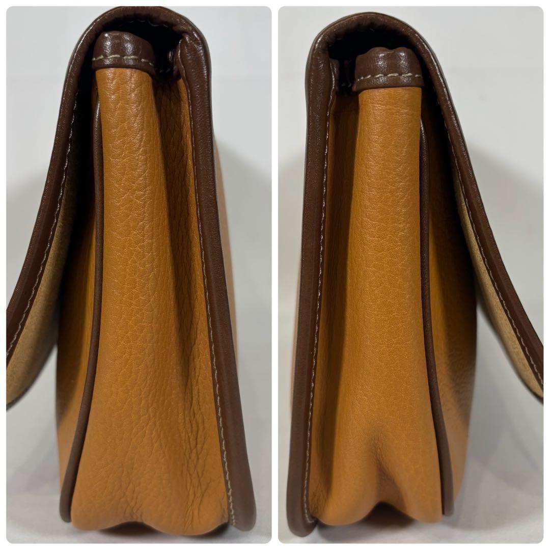 美品 ロエベ クラッチバッグ セカンドバッグ アナグラム ロゴ レザー ブラウン