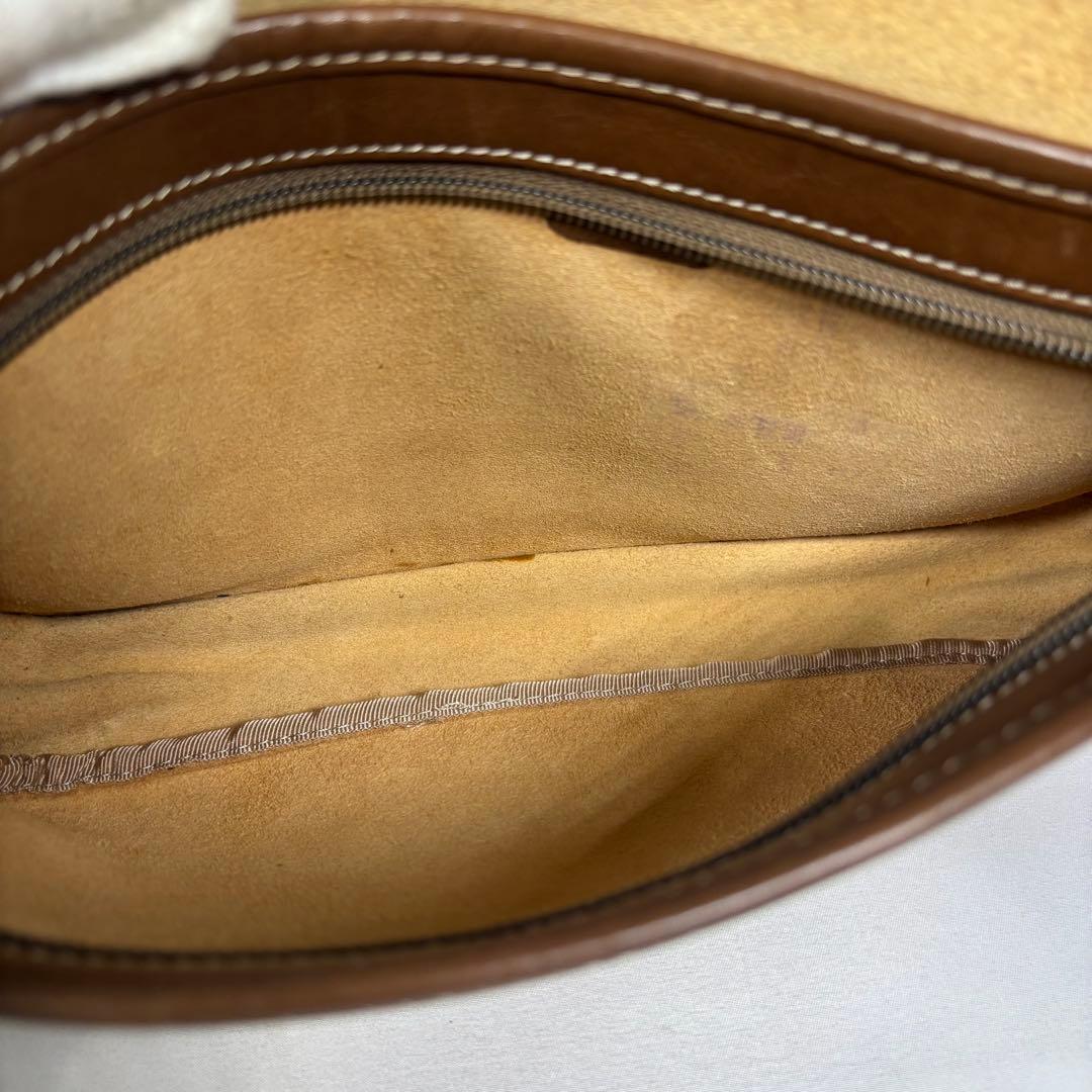 美品 ロエベ クラッチバッグ セカンドバッグ アナグラム ロゴ レザー ブラウン