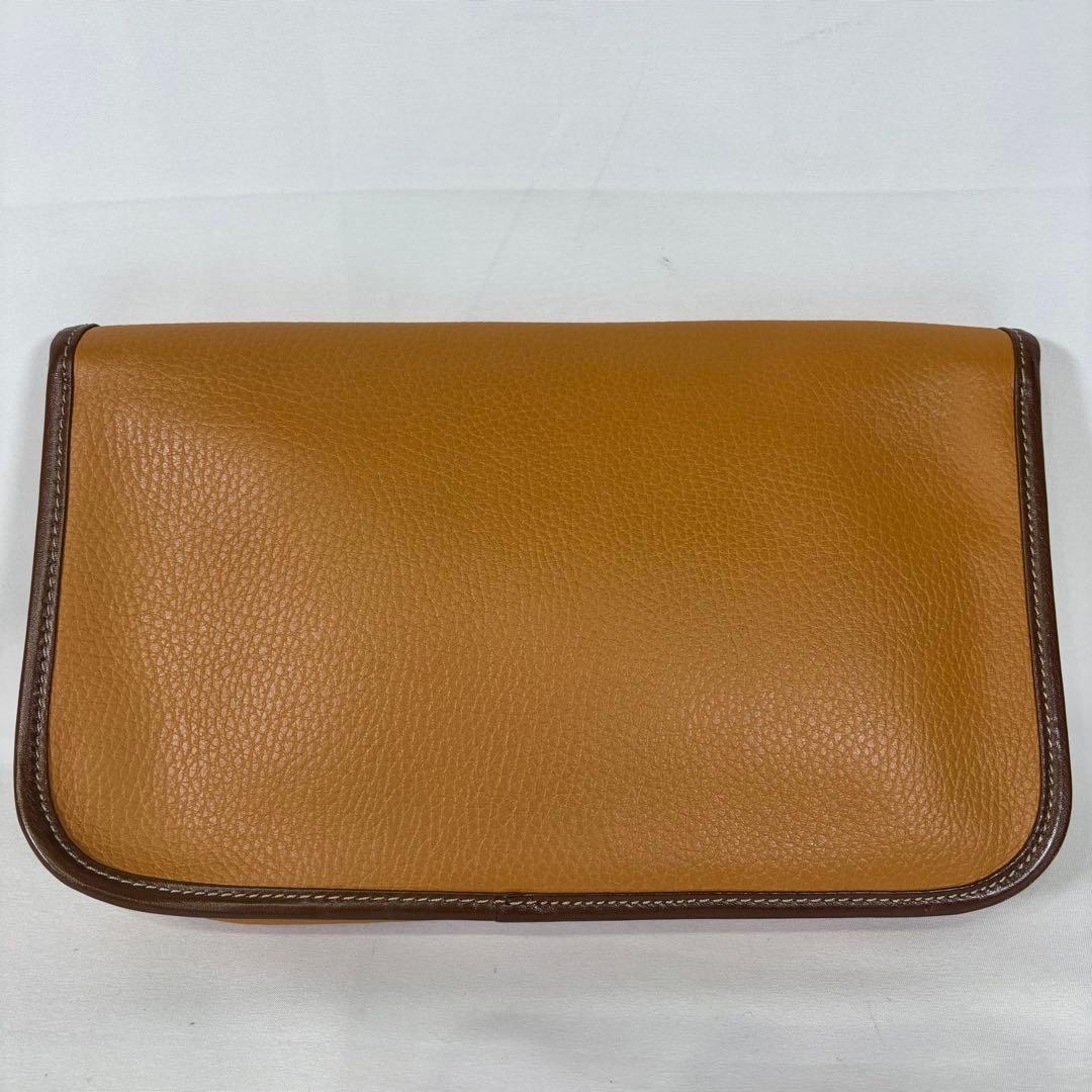 美品 ロエベ クラッチバッグ セカンドバッグ アナグラム ロゴ レザー ブラウン