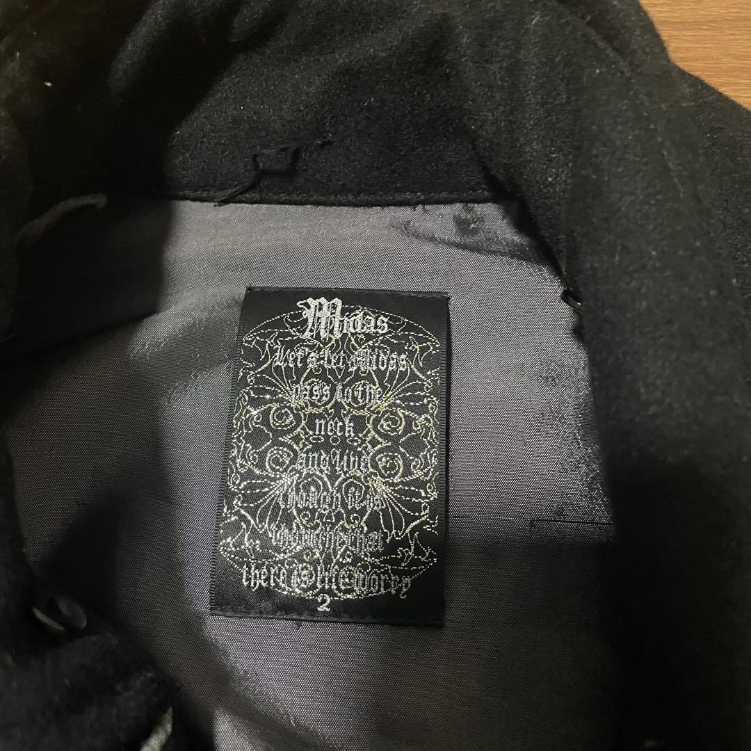 midas 黒 ダブルブレストピーコート L