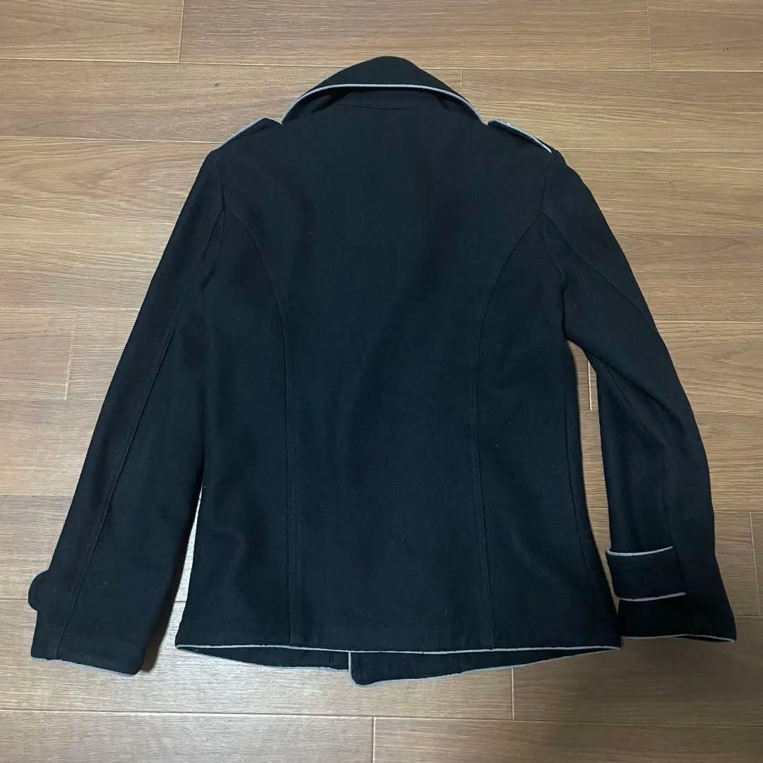 midas 黒 ダブルブレストピーコート L