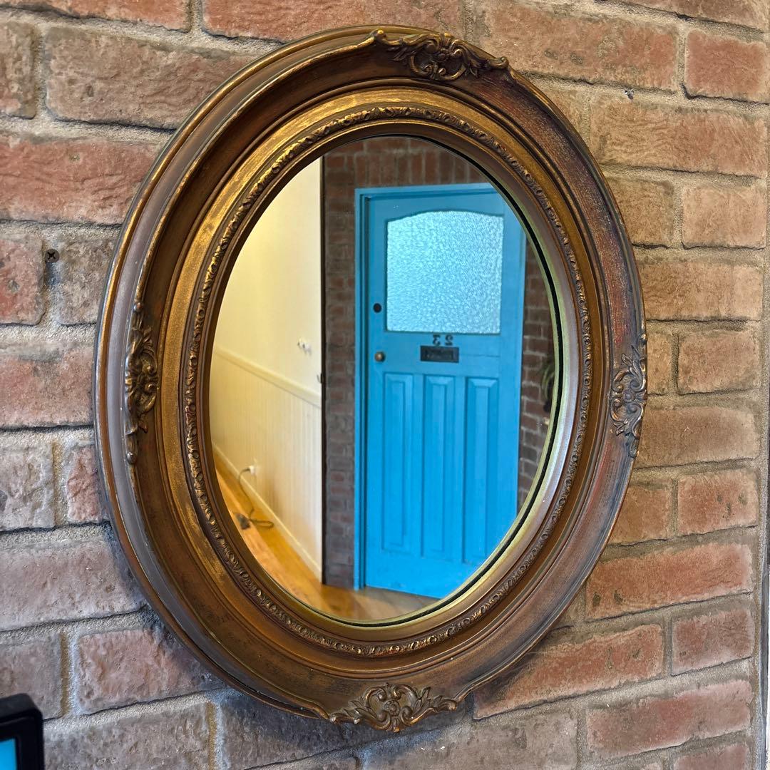 アンティーク　ミラー　楕円