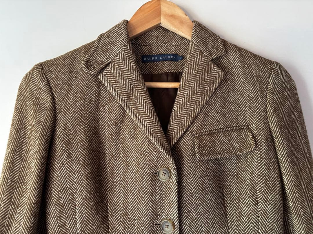 ❤︎ ラルフローレン イタリー製 ヘリンボーン 絹混ウールジャケット サイズ2