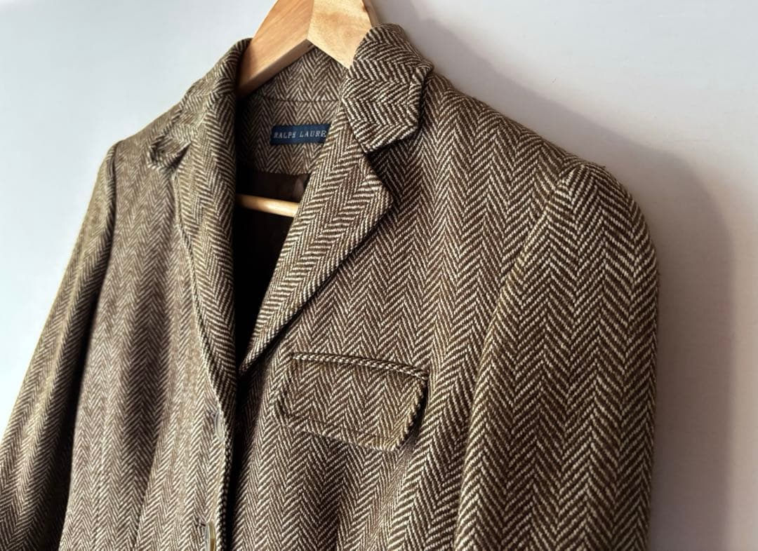 ❤︎ ラルフローレン イタリー製 ヘリンボーン 絹混ウールジャケット サイズ2