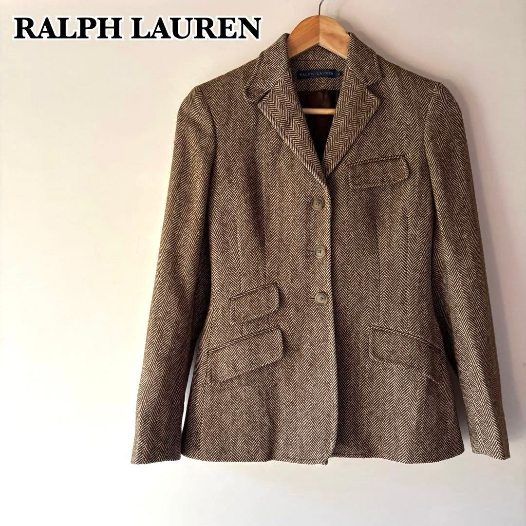 ❤︎ ラルフローレン イタリー製 ヘリンボーン 絹混ウールジャケット サイズ2