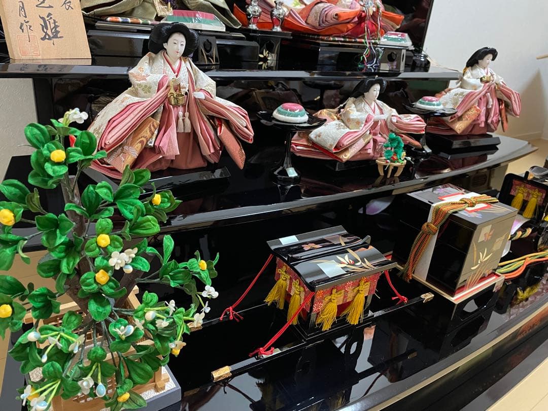 Ａ雛人形 三段飾り 十二単衣 弥生雛 長月作　Ａ＋Ｂ購入必須
