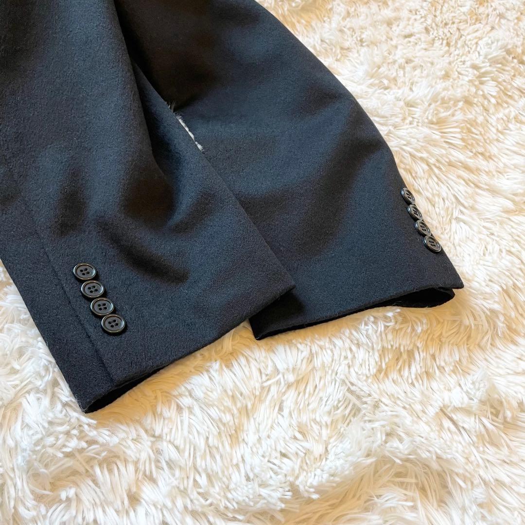 美品✨カシミヤ100％ ロングコート チェスターコート 比翼 ブラック 日本製