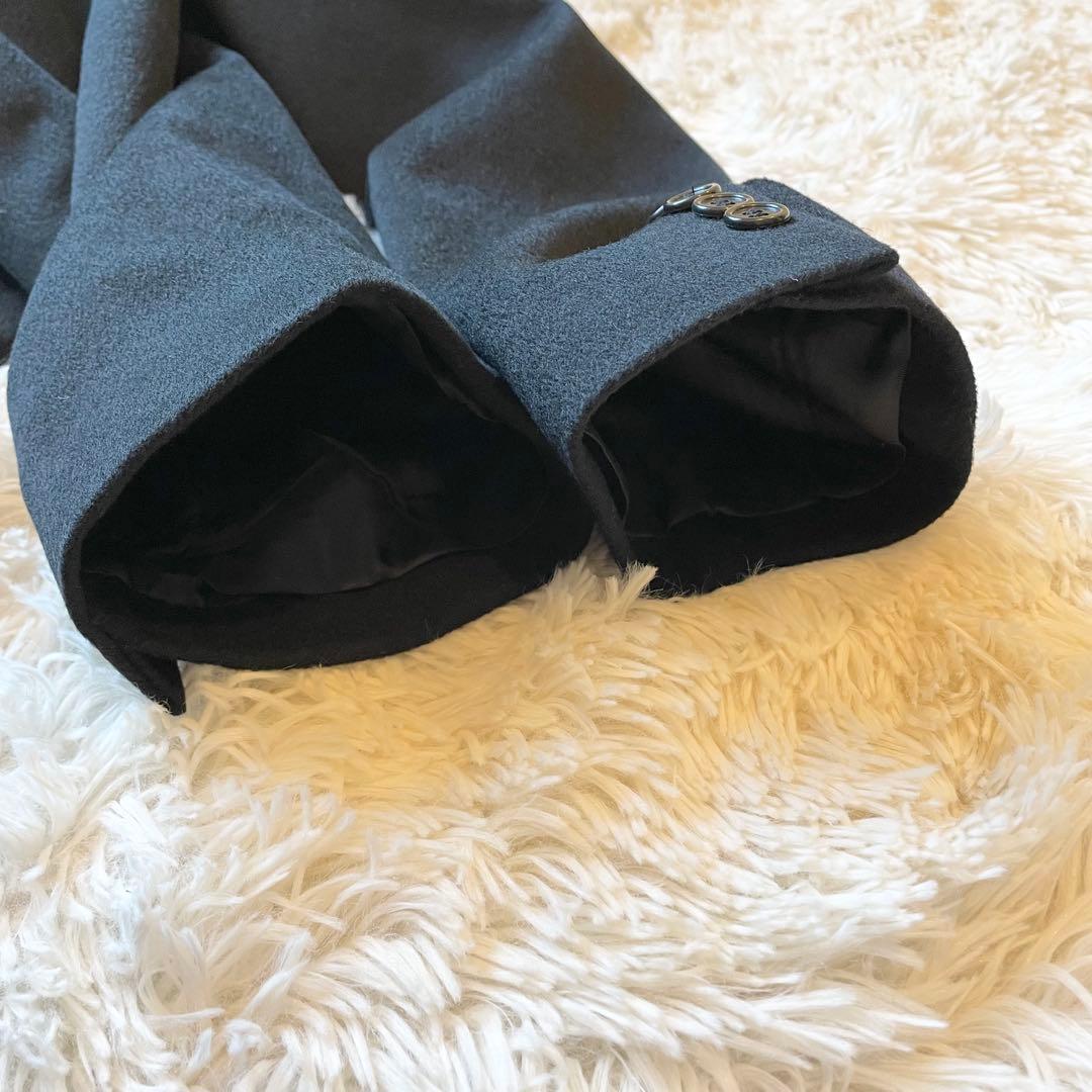 美品✨カシミヤ100％ ロングコート チェスターコート 比翼 ブラック 日本製