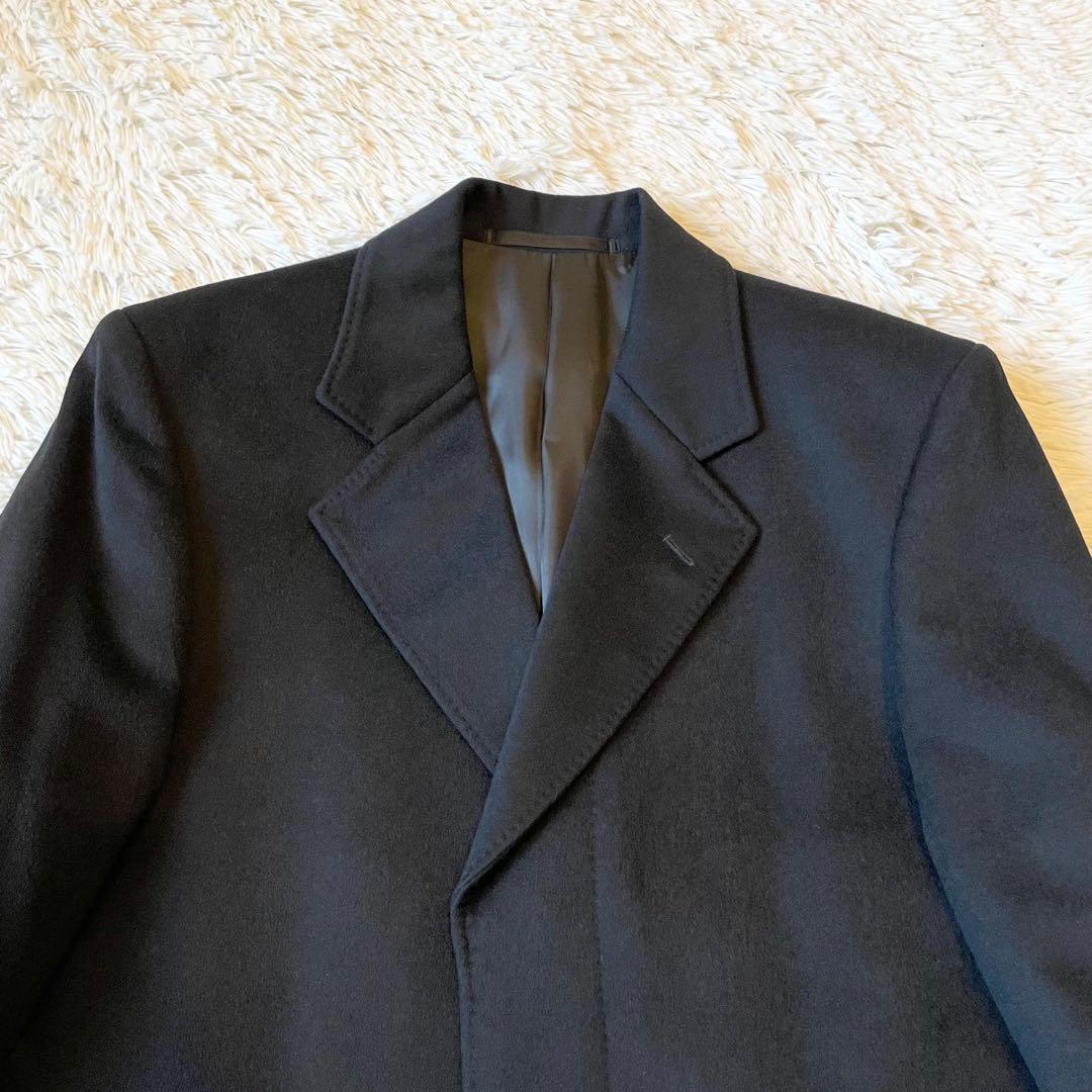 美品✨カシミヤ100％ ロングコート チェスターコート 比翼 ブラック 日本製