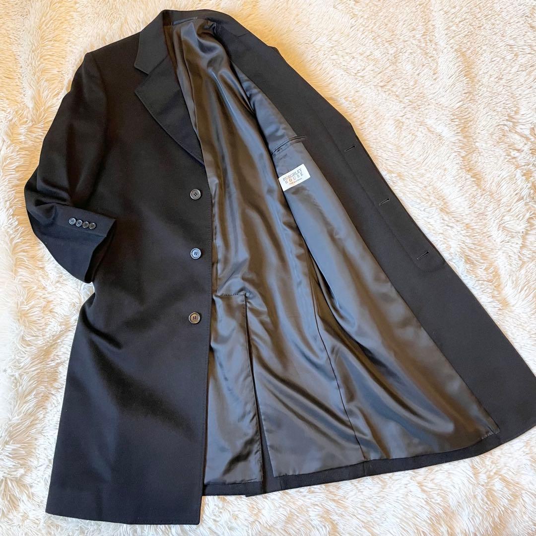 美品✨カシミヤ100％ ロングコート チェスターコート 比翼 ブラック 日本製