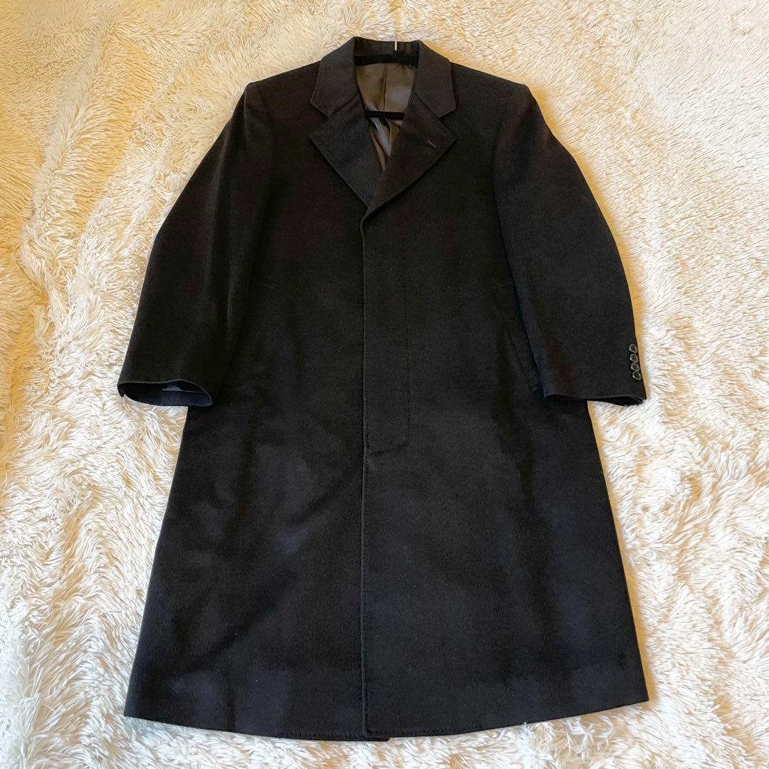 美品✨カシミヤ100％ ロングコート チェスターコート 比翼 ブラック 日本製
