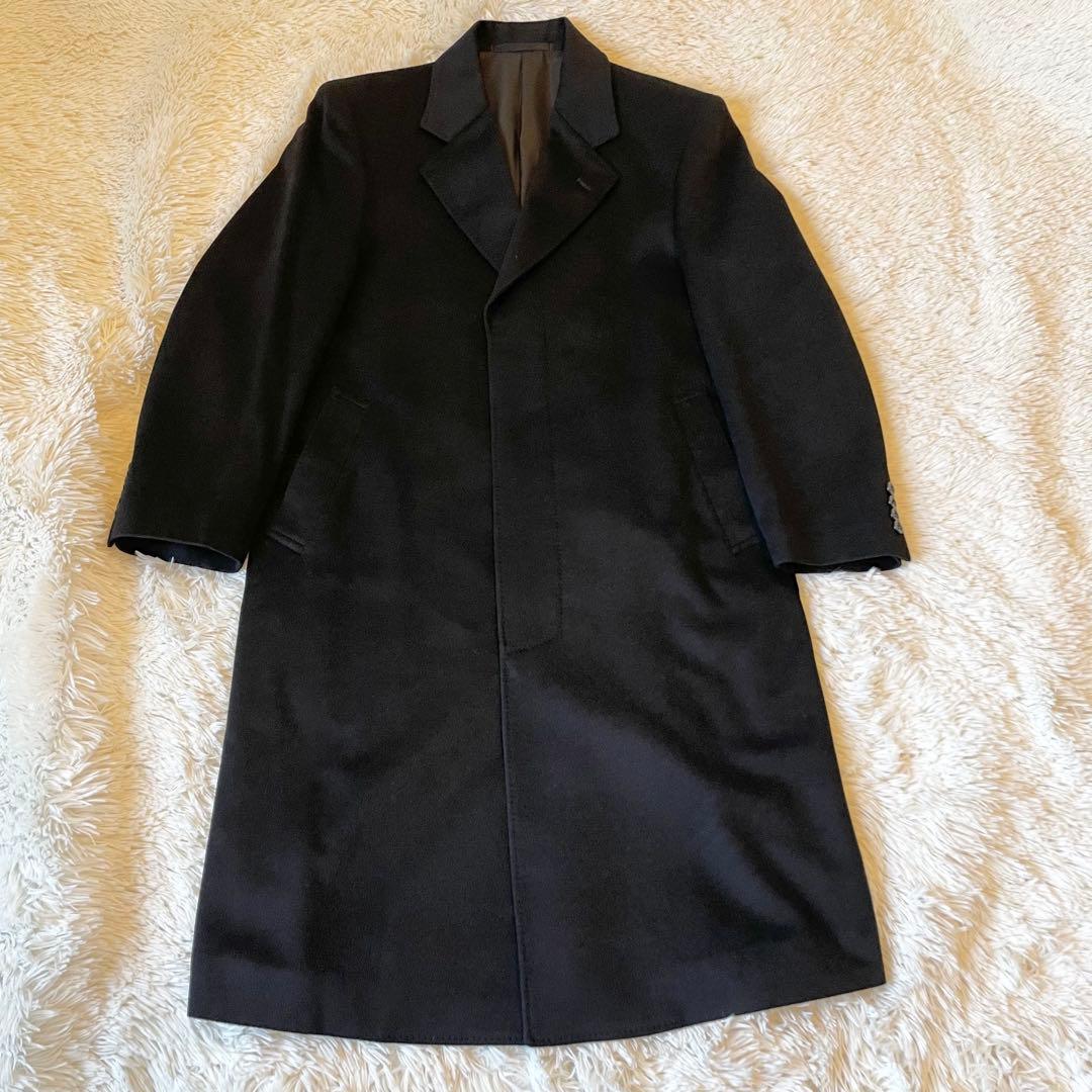 美品✨カシミヤ100％ ロングコート チェスターコート 比翼 ブラック 日本製