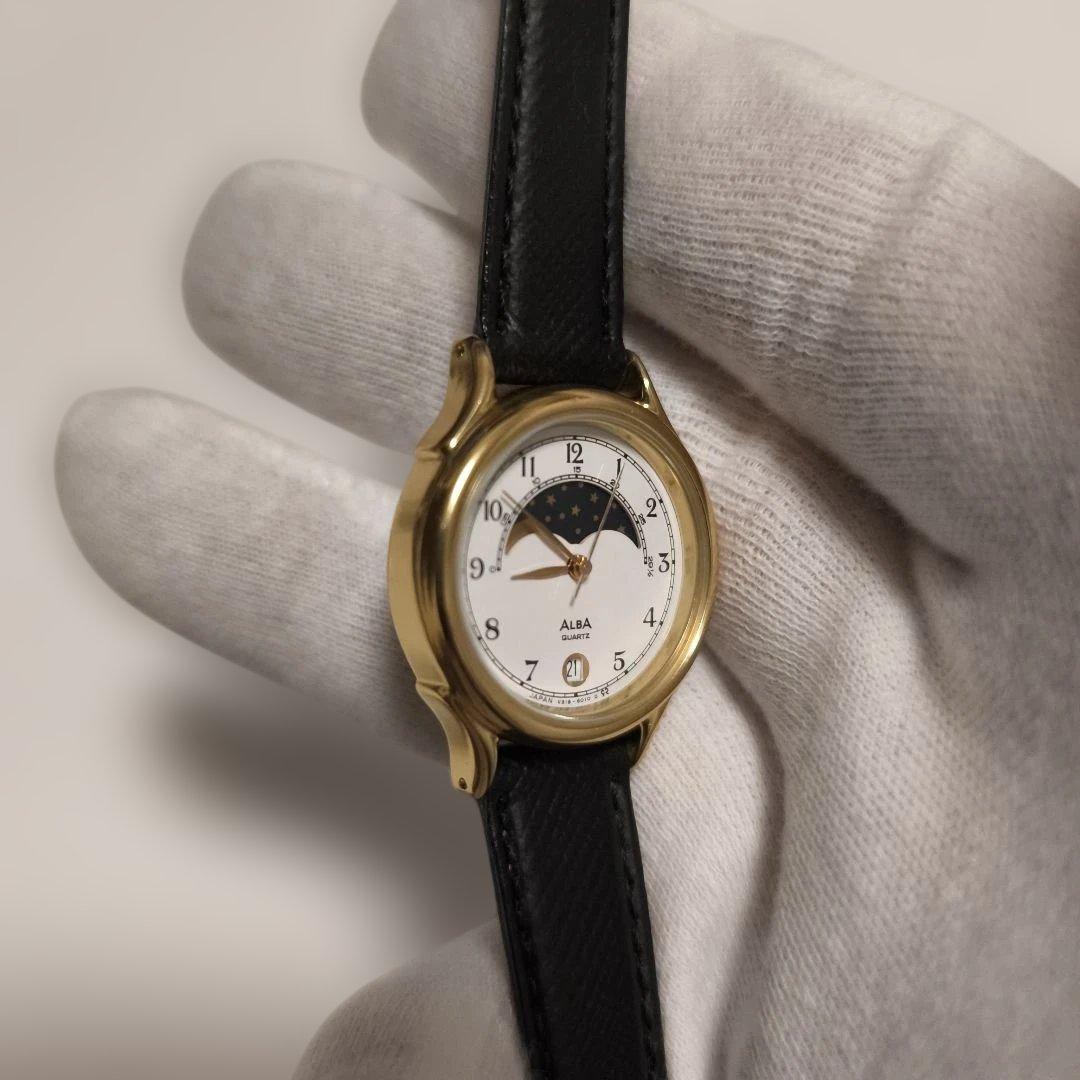 希少！セイコー　ALBA ムーンフェイズ　ベルト&電池交換済み！美品！