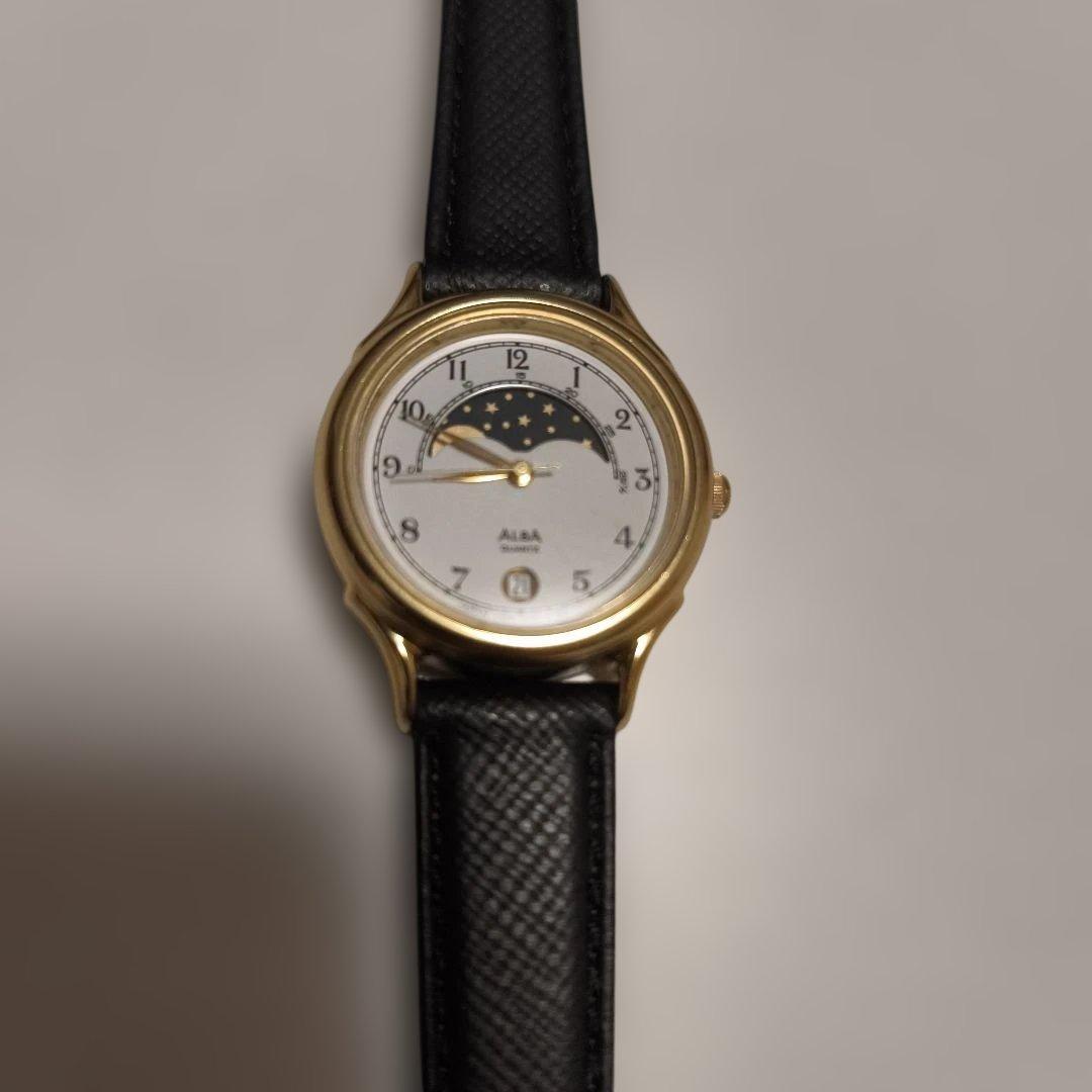 希少！セイコー　ALBA ムーンフェイズ　ベルト&電池交換済み！美品！