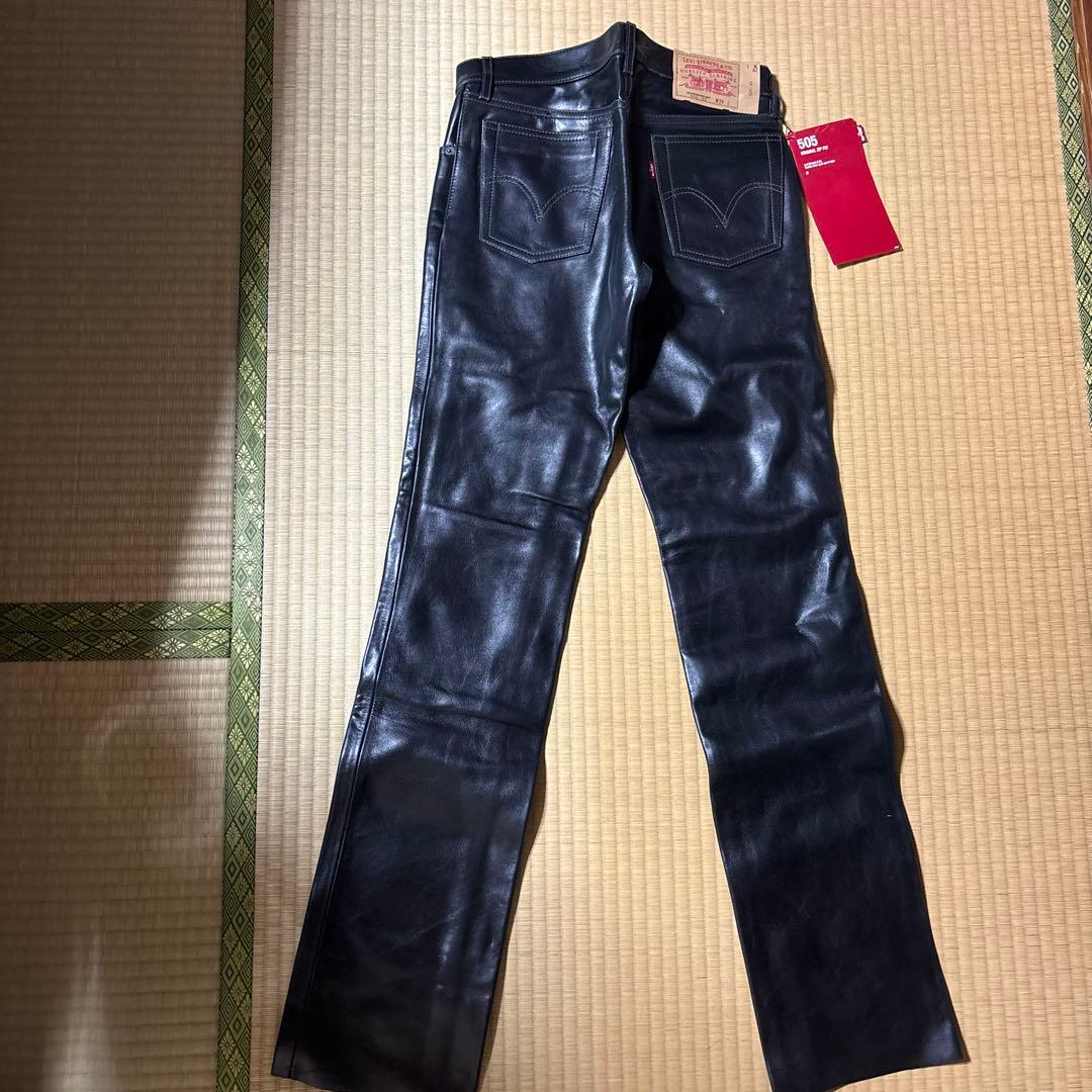 希少Levi's 505 ブラックレザー パンツW30 新品